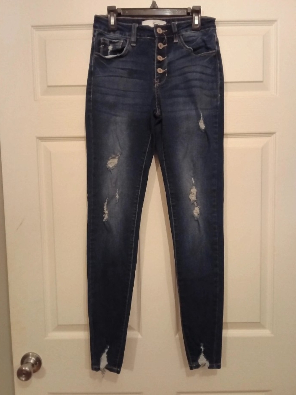 KanCan Dark Blue High-Rise Distressed Skinny Jeans